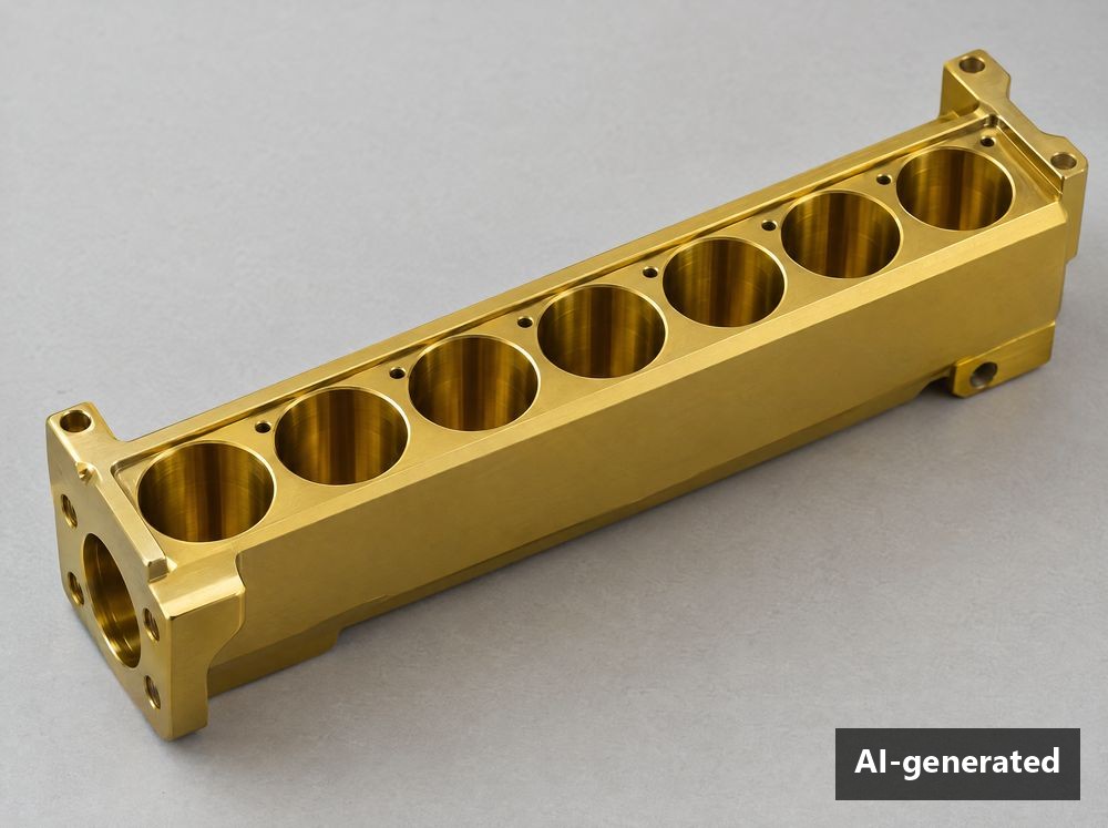 Goldfarben TiN-beschichtetes Gehäusebauteil mit Bohrungsreihe