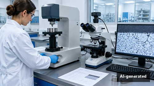 Qualitätsprüfung im RÜBIG Werkstofflabor: Härte, Schichtdicke, Gefüge