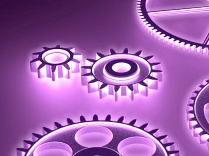 Plasma nitriding at RUBIG: gears in active plasma field Plasma nitriding at RUBIG: gears in purple plasma field during heat treatment